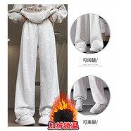 Baldauren女童褲子6-15歲中小學(xué)生秋冬新款中大童女孩運動(dòng)休閑直筒闊腿衛褲 灰色加絨 秋冬款 170 【155-165CM】