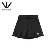 BOY BY BOY夏潮牌女款梭織短褲寬松修飾腿型刺繡LOGOW32003 黑色 S