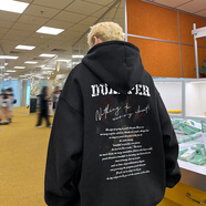 OEMG美式高街重磅加絨加厚衛衣男女春秋冬季潮牌連帽寬松情侶休閑外套 黑色 M [建議90-110斤]