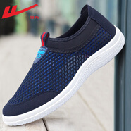 回力男鞋夏季網(wǎng)鞋男薄款透氣2025軟底網(wǎng)面鞋輕便一腳蹬休閑運動(dòng)鞋子男 6110藏青色 38