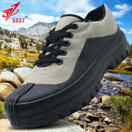 3537新式防水解放鞋男勞保鞋耐磨工地勞動膠鞋透氣防臭戶外登山訓(xùn)練鞋 灰色 42