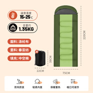 北極狼（BeiJiLang）成人戶外旅行冬季四季保暖露營雙人隔臟中空棉睡袋 1.35KG 軍綠
