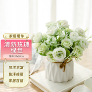 九千谷仿真花卉客廳擺件家居裝飾假花束盆栽絹花 清新玫瑰高20cm9874