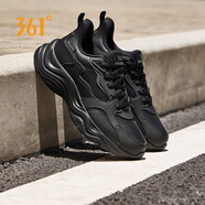 361°靈瓏|361°跑鞋女秋冬新款舒適百搭休閑軟彈保暖防寒加絨運動(dòng)鞋女 曜石黑【革面】 40
