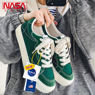 NASA XVVX官方聯(lián)名情侶帆布鞋男女同款百搭韓版學(xué)生低幫板鞋平底休閑潮鞋子 綠色 35 女