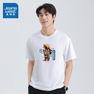 真維斯（Jeanswest）情侶款寬松套頭衫夏季新款男女同款純棉圓領(lǐng)短袖T恤LE 漂白色2100 S 170/88A