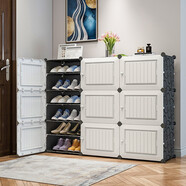 蔻絲 鞋柜大容量簡(jiǎn)易多層鞋架子家用門(mén)口玄關(guān)柜陽(yáng)臺收納 3列6層黑