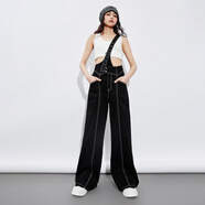 ONLY 2024夏季時(shí)尚高腰闊腿顯瘦背帶長(cháng)褲牛仔褲女|12427M002