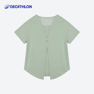 迪卡儂（DECATHLON）速干上衣女夏季寬松運動T恤跑步健身訓(xùn)練透氣半袖RUNW 開叉款-嫩芽綠 L /XL/46(170/胸圍104-107cn