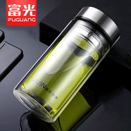 富光茶水分離泡茶杯男士大容量玻璃杯雙層辦公室耐高溫高硼硅便攜水杯 本色730ml【雙層高硼硅玻璃】