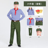 秀絲路知青服裝70年代80年代的懷舊衣服芳華舞蹈表演服知青懷舊文藝青年 男款(長的袖)綠-長褲6件套 2XL