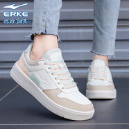 鴻星爾克（ERKE）女鞋板鞋運(yùn)動(dòng)鞋夏季紅星官網(wǎng)旗艦增高輕便休閑鞋新款小白鞋子女款 橡芽白/凈水色 35