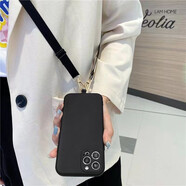 領(lǐng)悍 日韓純色簡(jiǎn)約適用于小米手機殼背帶斜挎包個(gè)性男女可愛(ài)全包軟殼防摔掛脖 黑殼-固片-斜挎掛繩 紅米note9(5G)專(zhuān)屬