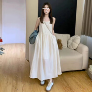 汐菡法式白色連衣裙吊帶裙子夏天女裝2024夏季新款少女感仙女衣服長裙 潮流韓版甜美白色 均碼（可備注碼數(shù)）