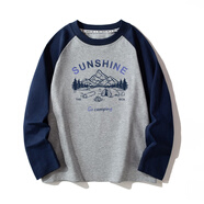 貝伊萌兒童裝男童T恤長(cháng)袖春秋裝2025秋季新款中大童男孩休閑百搭打底衫 灰色 130 (115-125CM，50-60斤)