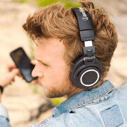 鐵三角（Audio-technica）ATH-M50xBT2頭戴式無(wú)線藍(lán)牙監(jiān)聽HIFI音樂(lè)耳機(jī)可折疊專業(yè)直播錄音