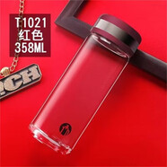 富光茶馬仕高透明玻璃杯男女大容量單層帶手提袋送禮印字定制杯 酒紅色蓋送禮盒358ml