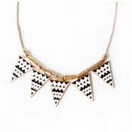 魅麗飾季墨綠水滴項鏈波西米亞仿綠翡翠復古文藝毛衣鏈吊墜衣服首飾配飾 X372三角項鏈