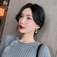 禾匠珍珠耳環(huán)女金屬耳圈耳釘女925銀針耳墜輕奢大氣高級名媛貴婦耳飾 香檳金色