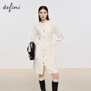 伊芙麗（eifini）【商場同款】伊芙麗白色內(nèi)搭中長款連衣裙2023冬裝新款1EA393381 本白色 150/76A/XS