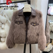 皮爾卡丹2025秋冬新款皮草外套女士短款翻領(lǐng)仿狐貍毛長(cháng)袖韓版時(shí)尚加厚上衣 咖啡色 S 85到100斤