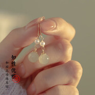 凡帝姿S925銀珍珠和田玉耳環(huán)耳墜女士氣質(zhì)復(fù)古國風(fēng)玉石耳釘耳鉤時尚飾品 和田玉耳環(huán)