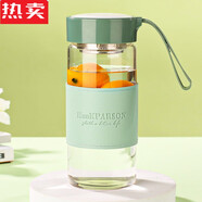 拓進(jìn)德國進(jìn)口品質(zhì)玻璃杯耐熱防爆耐高溫女生高顏值辦公室泡茶水杯子的 綠色-500 (杯刷+貼紙)