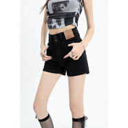 啟動(dòng)引擎復古牛仔短褲女夏季2025年新款高腰辣妹彈力顯瘦a字小個(gè)子熱褲子 黑色 S