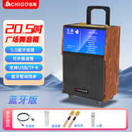 志高（CHIGO）戶外廣場舞視頻音響帶顯示屏k歌專用機卡拉ok一體機便攜式移動家用電視藍牙家庭ktv音箱套裝 +無線話筒x2+U盤32G