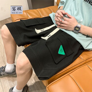 寫璇8XL大碼300斤短褲男胖子加肥加大工裝寬松短褲ins潮流百搭五分褲 黑色 6XL 205-235斤【建議】