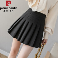 皮爾卡丹（pierre cardin）毛呢百褶裙女秋冬2026新款時(shí)尚高腰a字短裙褲顯瘦百搭休閑半身裙 深灰色松緊腰 L