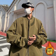 迪伽達(dá)飛行夾克男棉服秋冬外套男加絨加厚潮牌美式復(fù)古棒球服男外套男 TMZXF-SS04綠色【棉服】 L【建議105-120斤】