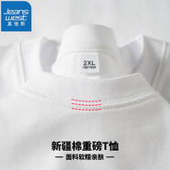 真維斯（JEANSWEST）重磅純棉短袖t恤美式夏季純色半袖寬松上衣220克重青少年學(xué)生情侶 白色（220G重磅短袖） L