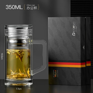壹滴水（edish）玻璃杯雙層耐熱水晶茶杯商務(wù)男女玻璃杯子辦公泡茶杯禮品 辦公杯 350ml