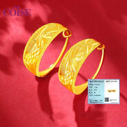 COISE 黃金耳環(huán)媽媽款足金耳飾女款黃金耳飾老人耳圈實用送老婆送長輩 龍鳳福黃金耳環(huán)一對送媽媽禮物