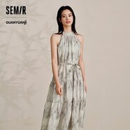 森馬觀(guān)園吉聯(lián)名連衣裙女肌理國風(fēng)夏收腰寬松掛脖長(cháng)裙109324114021