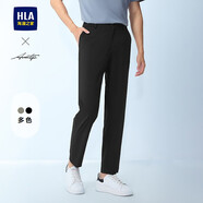 海瀾之家（HLA）休閑褲男25新時尚商務(wù)半松緊腰九分褲子男夏 黑色48 170/74A 30推薦113~118斤