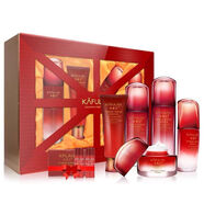 卡芙蘭化妝品女士套裝禮盒裝補水保濕提拉緊致淡化細 潔面乳+水+乳液+霜+粉底(禮盒裝