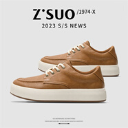 走索（Z.Suo） 2025春季新款舒適百搭氣質(zhì)板鞋簡(jiǎn)約休閑男士鞋9171 黃棕色 38