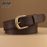 吉普（JEEP）頭層牛皮皮帶女真皮針扣腰帶復(fù)古銅扣時(shí)尚褲帶韓版休閑百搭潮流純 5181咖【寬2.8cm】 95cm