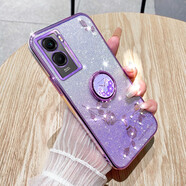 羅璐鷗 vivo Y55S手機(jī)殼女款軟殼硅膠殼Y53S外殼防摔支架全包保護(hù)套高級(jí)水鉆漸變閃粉電鍍殼 【漸變丁香紫】+指環(huán)支架+全屏鋼化膜 vivo Y55S