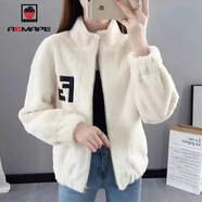 AEMAPE外套女2025春秋冬季新款時(shí)尚氣質(zhì)百搭皮毛一體女士短外套女上衣 0045ZP米白色_【皮毛一體】 XL _【建議115-125斤】