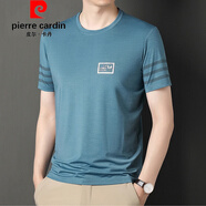 皮爾卡丹（pierre cardin）官方高端夏季圓領(lǐng)短袖恤男薄款潮流印花體恤新款中青年寬松透氣冰 品牌旗艦9190030淺藍(lán) M 165/105/48推薦100-120斤