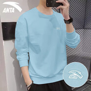安踏 衛衣男運動(dòng)服春秋季款男裝運動(dòng)休閑服長(cháng)袖套頭衫寬松外套情侶衣 -2悠藍色【加薄絨款】 L (175)
