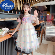 迪士尼（Disney）女大童夏季愛(ài)莎連衣裙新款洋氣中大童艾莎蛋糕裙小女孩甜美公主裙 粉色連衣裙  160cm身高145-155體重68-83斤