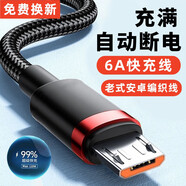 艾勝者6A超級(jí)快充老式安卓MicroUSB數(shù)據(jù)線閃充加長(zhǎng)手機(jī)充電線車載帶頭套裝適用于華為榮耀play3小米vivo 1條體驗(yàn)裝【紅色】尼龍編織線 1米