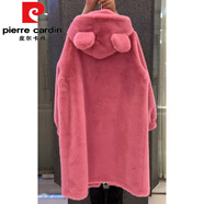 皮爾卡丹（pierre cardin）秋冬新款皮毛一體大衣環(huán)保仿貂絨長(cháng)款仿羊羔毛連帽毛毛短外套女裝 玫紅色 S