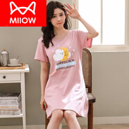 貓人（MiiOW）大背心睡裙女士夏季純棉夏款2025年新款無(wú)袖連衣裙女款夏天睡衣裙 C1107 M 女(75-95斤)