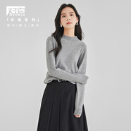 對白【100%綿羊毛】半高領針織毛衣女秋冬2024新款保暖打底衫上衣 海鷗灰 L