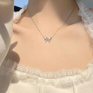 曲邦項(xiàng)鏈女蝴蝶項(xiàng)鏈生日禮物女生送女友閨蜜高級(jí)感鎖骨鏈飾品吊墜 貓眼蝴蝶結(jié)鈦鋼項(xiàng)鏈